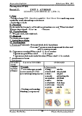 Giáo án Tiếng anh lớp 6 - Tiết 12 đến 19 - Năm học 2016-2017 - Đỗ Thị Cúc